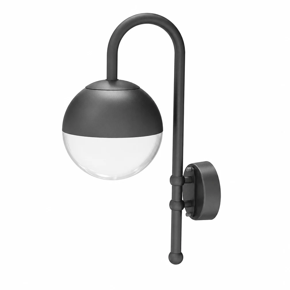 GD-AWX165-1 — Curved-arm globe wall light