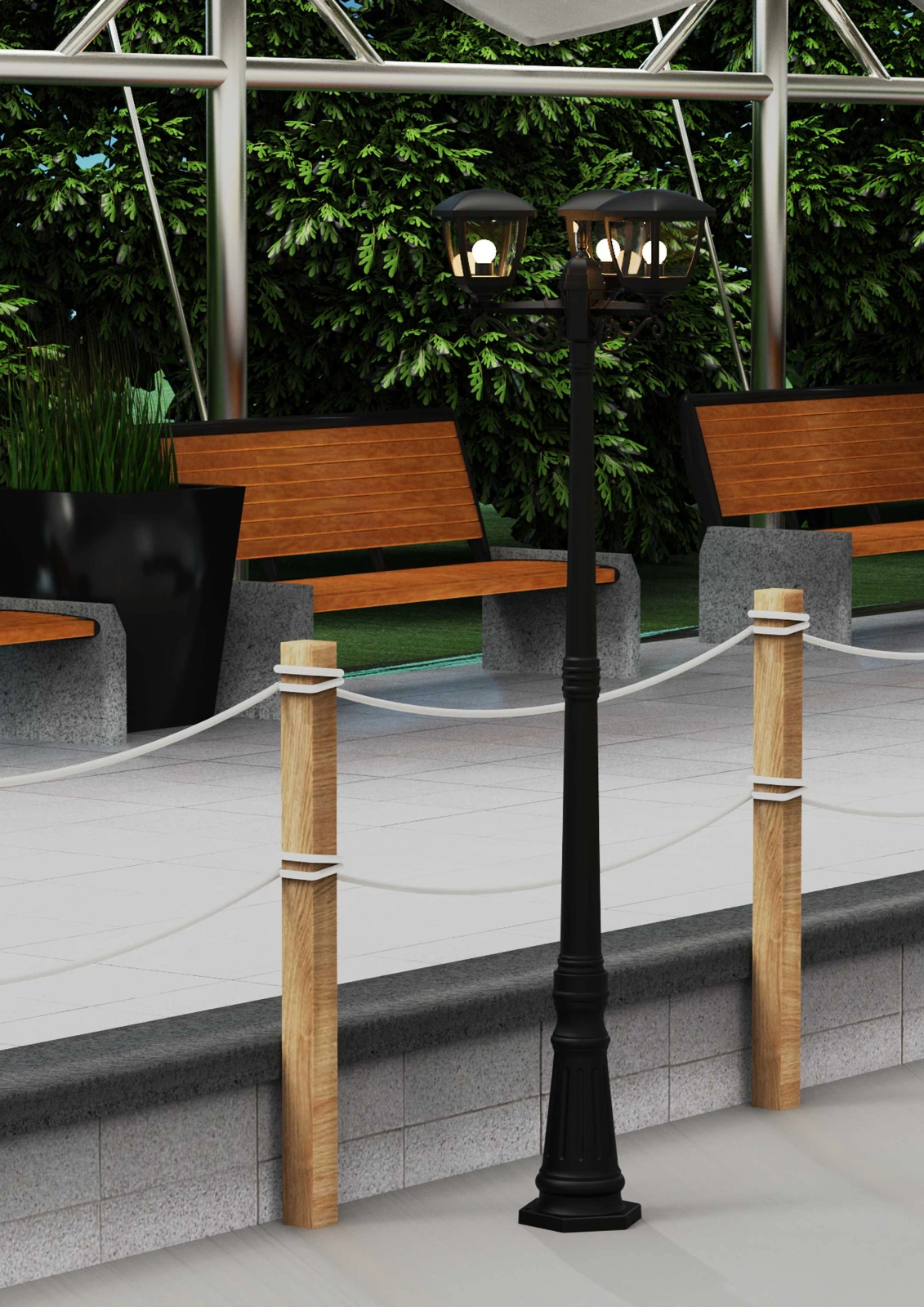 GD-BL01-E27-210-3H · black housing · installed scene