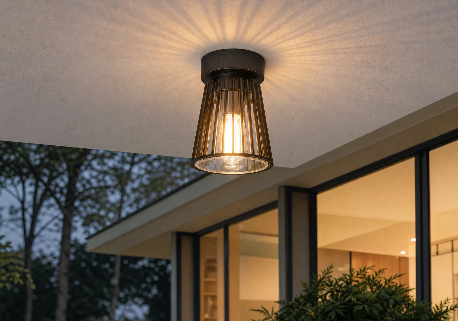 GD-PCL03-E27 · black housing · installed outdoor scene
