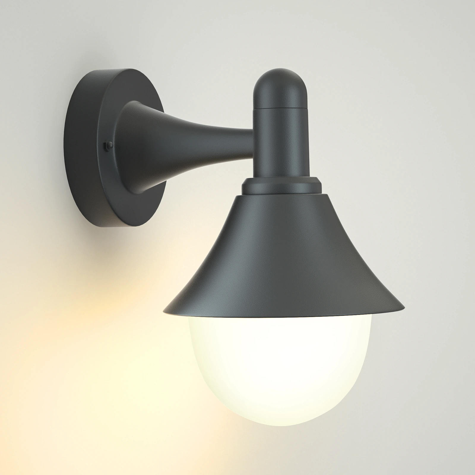 GD-PW017-E27 · black housing · light-on view