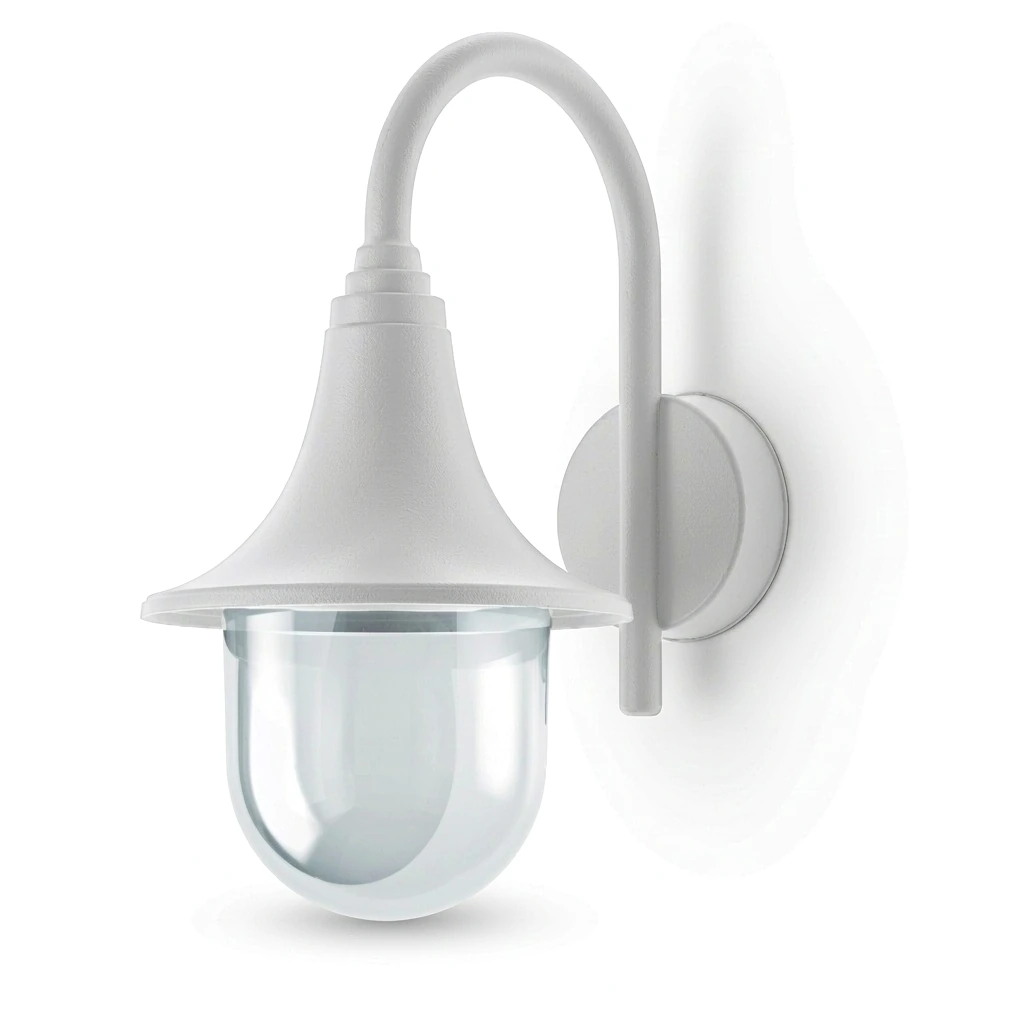 GD-PW032-E27 Aplique tipo farol con cuello curvo · Blanco