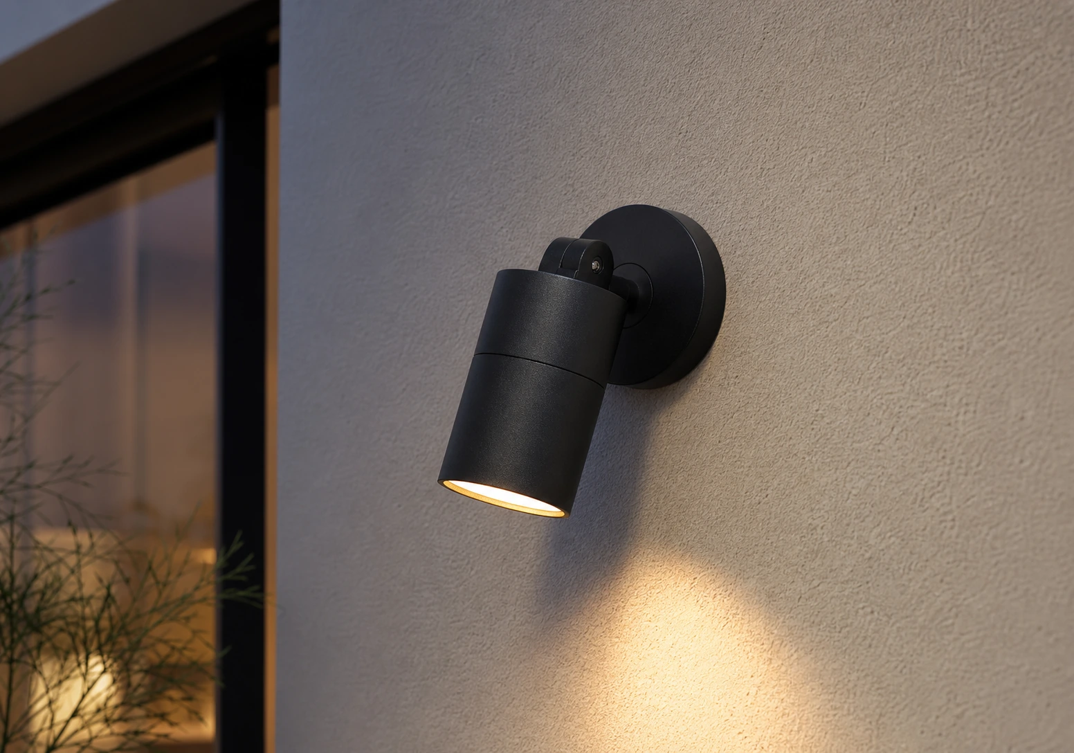 GD-PW044-1-GU10 · black housing · installed outdoor scene