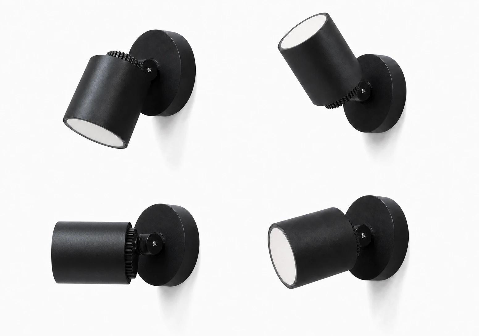 GD-PW045-GU10 · cuerpo negro · demostración del cabezal orientable