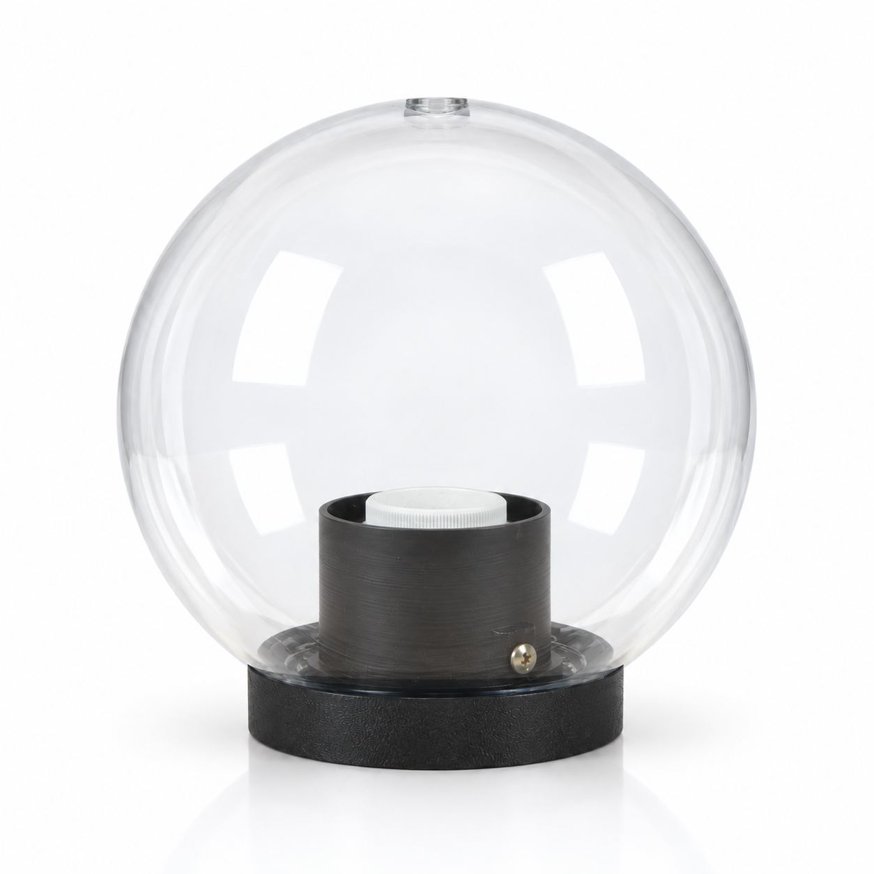 GD001-B-150-B 150 mm PMMA globe light with ABS base — clear, light off