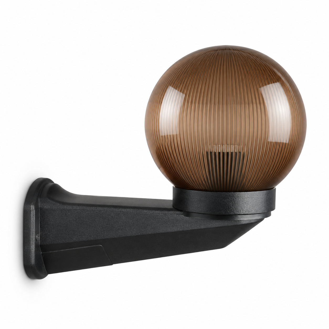 GD001-B-150-B-W1 150 mm PMMA Globe wall light with small curved arm · Tea prismatic