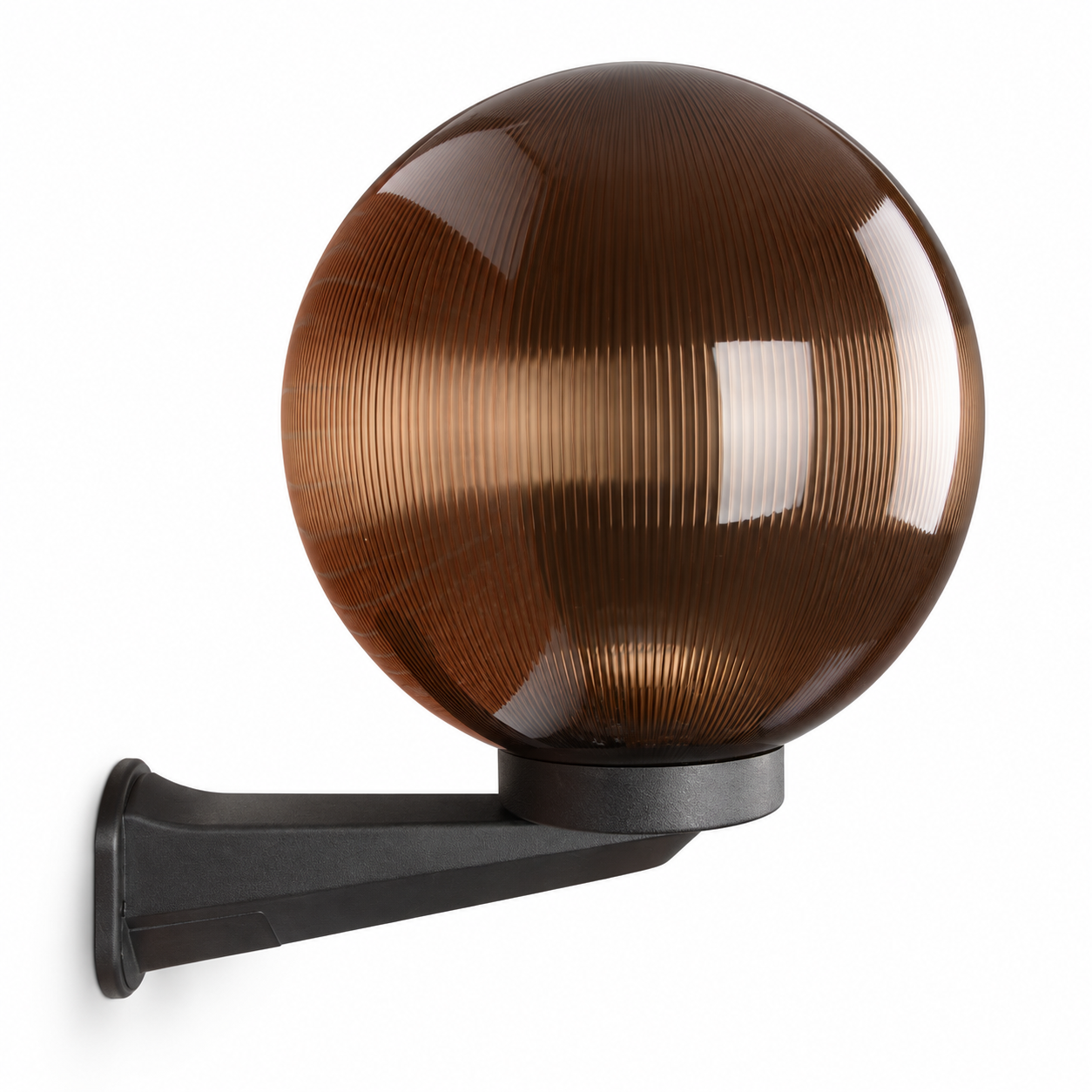 GD001-B-350-B-W1 350 mm PMMA Globe wall light with large curved arm · Tea prismatic