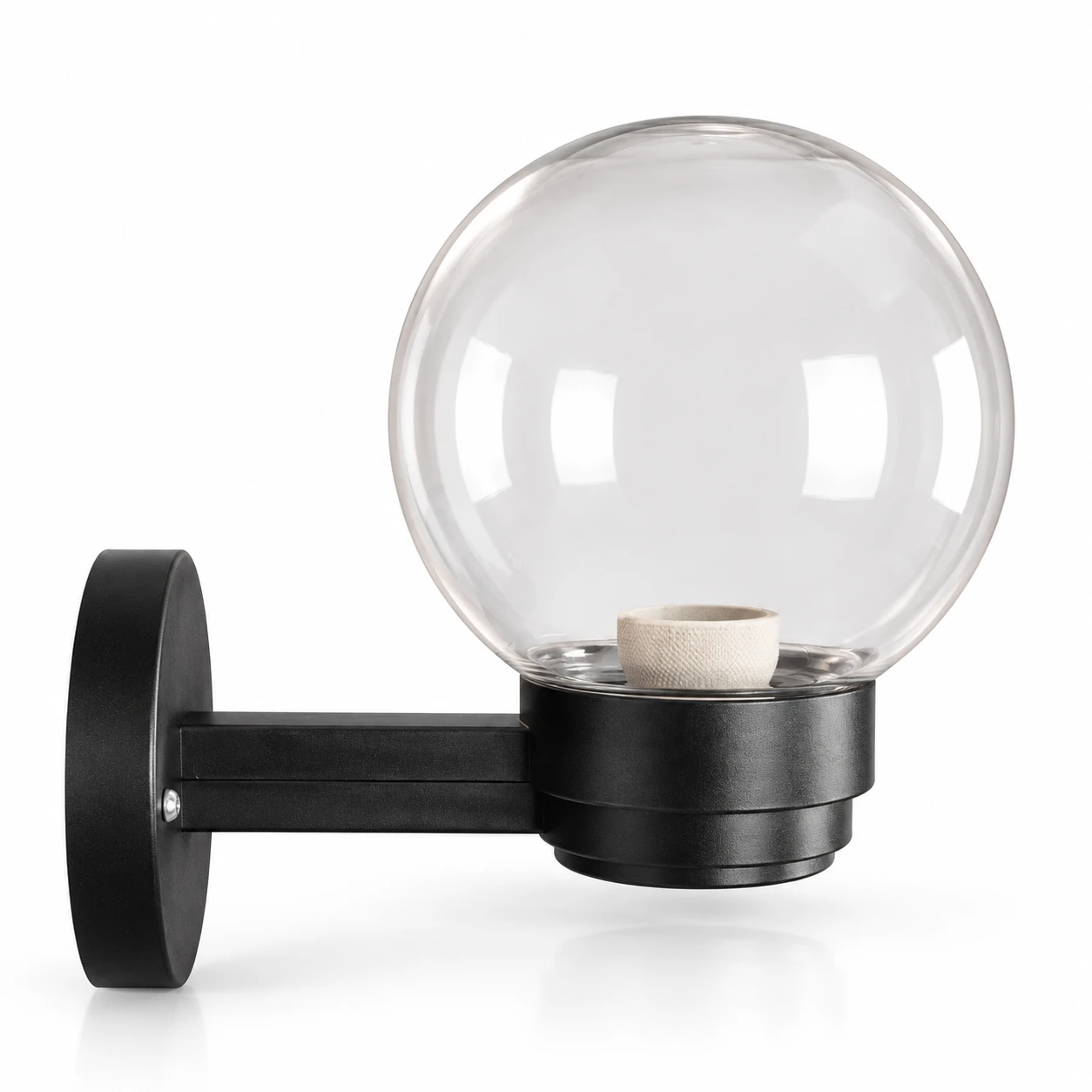 GD001-S-150-W2 150 mm Globe PMMA shade with W2 wall mount — clear, light off