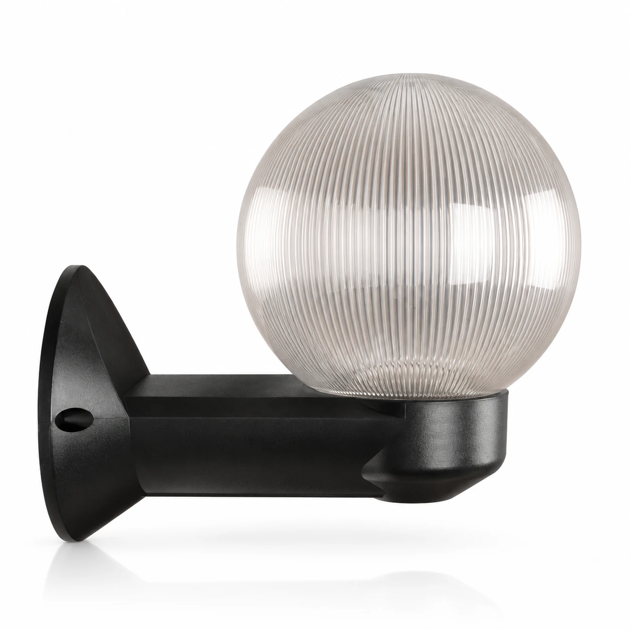 GD001-S-150-W6 150 mm Globe PMMA shade with W6 wall mount · Clear prismatic