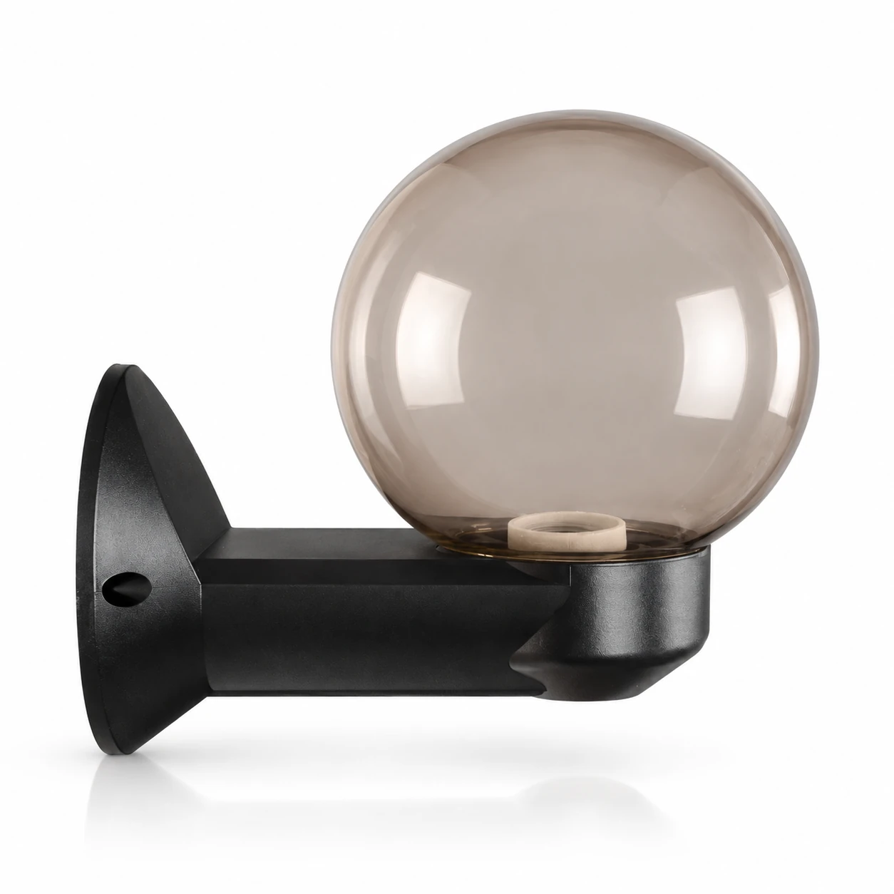 GD001-S-150-W6 150 mm Globe PMMA shade with W6 wall mount · Smoky