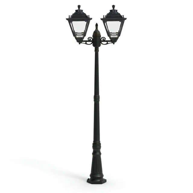 GD-BL15-E27-210-2H — Two-head decorative square lantern post