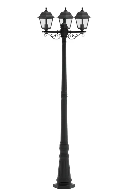 GD-BL06-E27-210-3H — Three-Head Decorative Lantern Post