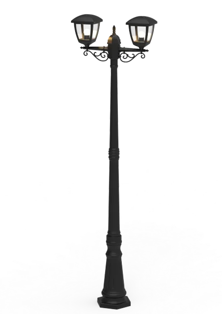 GD-BL01-E27-210-2H — Twin-Head Decorative Lantern Post