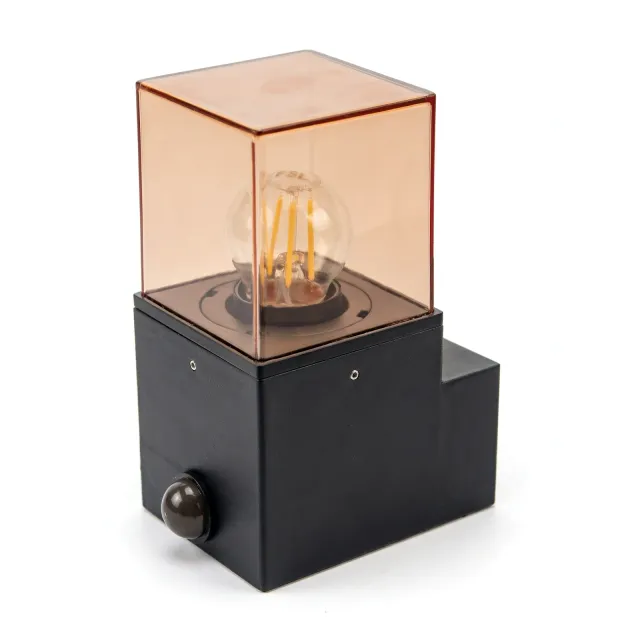 GD-PW054-E27 — Clear Cube Sensor Wall Lantern