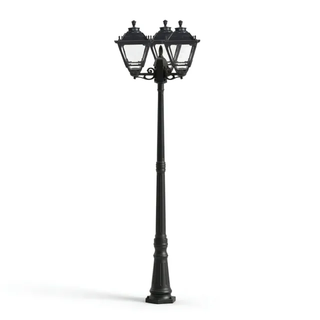 GD-BL15-E27-210-3H — Three-head decorative square lantern post