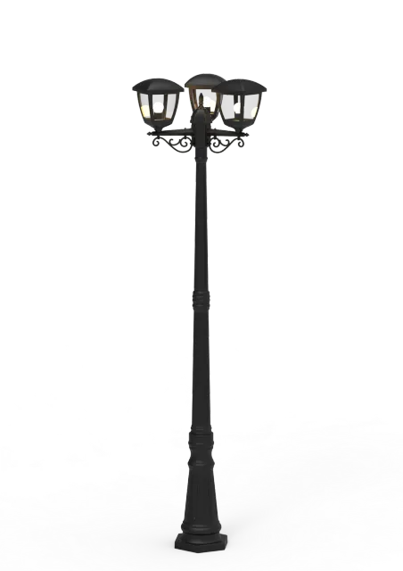 GD-BL01-E27-210-3H — Three-Head Decorative Lantern Post
